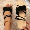 Sandalen für Damen, elastisch, lässig, Bohemian-Stil, minimalistisch, mit Kreuzriemen, Slides, Strandschuhe, Hausschuhe, Damen-Plateau-Sandalen