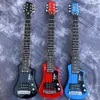 Klein lichaam 34 inch eenvoudig maken zwart rood metaalblauw blauw Hofner Shorty Travel Guitar Proteerbare mini-elektrische gitaar met katoenen optredens, wikkel arround staartstuk