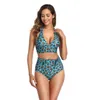 Costumi da bagno da donna Donna Bikini Sexy Leopard Due pezzi Plus Size Costumi da bagno Set Vita alta 2023 S-3XL Costume da bagno Halter Top