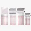 Dinnerware Sets 24Pcs Matte Western Cutlery Frosted Set Black Stainless Steel Kitchenware Knife Fork Spoon Flatware