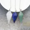 Pendant Necklaces Natural Stone Quartz Healing Pendulum Gem Silver Plated For Divination Cone Crystal Hexagonal Pointed Necklace Jewelry