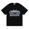 Designer Mode Kleding Tees T-shirt Rhude Casino Hd Castle Print T-shirt Katoen Streetwear Tops Casual Sportkleding Rock Hiphop te koop