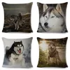 Kudde /dekorativ söt husdjur Dog Animal Case Decor Siberian Husky Cover för soffa hem Chidren Room Polyester Pillowcase 45 45C