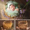 Keepsakes born Pography Props Girl Round Vine Woven Basket Baby Po Shoot Chair Bebe Poser Container Studio Fotografie Accessori 230526