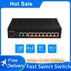 Kontroll 10 PORT SMART POE Switch 52V 93W Ethernet Hub RJ45 Nätverksomkopplare för IP -kamera/trådlös AP/WIFI -router Fast Drop Shipping