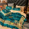 Marque De Luxe Vert designer ensembles de literie soie Runing cheval imprimé reine taille housse de couette drap de lit mode taies d'oreiller couette 2023