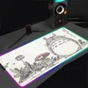 Коврики со светодиодной подсветкой, игровой коврик для мыши RGB Тоторо, большой компьютерный коврик для мыши, ковер для геймера, мультяшные милые коврики для мыши с подсветкой, настольные игровые коврики