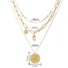 سلاسل Bela Fashion Jewelery Glod Pearl Multi-Layer Tag Necklace Association 60 سم بطول فراشة