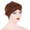 Cura dei capelli delle donne Foulard islamico Poliestere Cotone Musulmano Hijab Paillettes Treccia avvolgente Turbante elasticizzato Cappello Chemio Cap Head Wrap