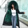 Women's Leather Haining Raccoon Dog Fur Coat Over The Knee Pai Overcome Middle And Long Detachable & Faux