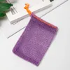 Exfoliant Mesh Bags Saver Pouch Pour Douche Body Massage Scrubber Natural Organic Ramie Porte-savon Sac Pocket Loofah Bath Spa Mousse à bulles avec cordon de serrage Q132