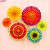 Dekorativa blommor 6st Fashion Paper Fan Flower Set of Ornamentsl Round Diy Craft Hanging Small Wedding Party Decoration Supplies 5Z Wrea