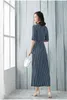 Dresses Half Sleeve Korea Women Bohemian Beach Wrap Maxi Dress Print Laceup Slim Waist Elegant Ladies Casual Holiday Dress Clothing