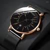 Zegarwatche genewa męskie biznesowe firmy minimalistyczne zegarki Ultra cienkie stali nierdzewne pasmo analogowe kwarcowe zegarek Relogio