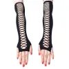 5Pair Creative Mid Length Cross Hollow Out Holes Party Gloves Female Fashionable Black Stretch Breattable Mantens