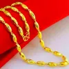 Collana da uomo Solid Chain Link Real 18k Gold Color Beads Chain Hip Hop Maschio Clavicola Collar Jewelry Gift 60cm