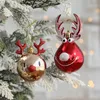 Kerstdecoraties 2 stks ornamenten imitatie metalen plastic bal Santa Claus Elk voor huizendecoratie vakantie feestartikelen rugzakband