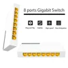 Kontroluj 8 portów RJ45 Hub Plug and Play 8 Pin 10/100/1000 Mbps Gra Gigabit Switch Sieć internetowa Rozdzielacz Szybki przełącznik Ethernet SMART