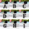 Halloween Acrylic Flower Pattern A-Z English Letter Keychain With Black Fur Ball Retro Girls Black Initial Key Ring Bag Ornament