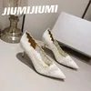 Sukienka buty jumiijiumi eleganckie koronkowe płytkie kobiety pompki spiczaste tory cienkie obcasy ślubne sztylet