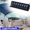 Neue LED IP67 Wasserdichte Marine Boot Wippschalter Panel 8 Gang Wippschalter Panel Kit 12 V/24 V schutzschalter Dual USB Slots Licht