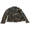 秋のメンブラックプラスサイズ本物のラペルカラーマルチポケットジッパージャクアードスリムレザージャケット