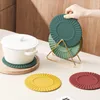 Table Mats Set Of 4 Silicone Trivet Mat With Stand- Pot Holder Pads For Pots & Dish Kitchen Trivets - Non-Slip Heat Resistant