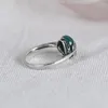 Cluster Rings FNJ Flower 925 Silver Ring For Women Jewelry Original Pure S925 Sterling Natural Green Agate MARCASITE