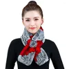 スカーフ女性の本物のレックスファーニットスカーフローズフラワーレディーネッカーチャイフ冬の温かい柔らかい14色