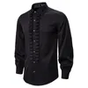 Chemises décontractées pour hommes noir gothique hommes Vintage militaire à manches longues simple boutonnage plissé Style Punk chemise mâle rétro hauts Camisas