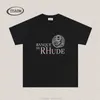 Designer Fashion Clothing Tees Tshirt Rhude Stripe Slogan Loose Short Sleeve Tshirt High Street Vintage Hip Hop Loose Mens Womens Fashion Brand Ins Cotton Streetwea