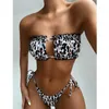 Women's Swimwear Sexy Leopard Brazilian Bikini 2023 Women Bandeau Top Swimsuit Female Two-pieces Set Pleated Bather Bathing Suit