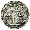 Monedas de copia de medio dólar chapadas en plata conmemorativas de Roanoke de EE. UU. 1937