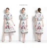 女性フローラルドレスブティック半袖ドレス2023夏の印刷ドレスハイエンドファッションレディフローラルドレスolドレス