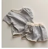 Ensembles de vêtements Born Baby Boy Outfits Set Kid Unisex Cotton Striped Short Sleeves Tops Loose Shorts Suit Soft Toddler Girl Casual Shirt SetsCl
