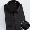 Men's Dress Shirts Men's Cotton Classic Non Iron Solid Shirt Pocket-less Design Long Sleeve Standard-fit Male Formal Business Social