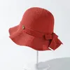 Wide Brim Hats Breathable Small Fresh Bucket Hat Female Summer Sunscreen Linen Sun Hollow Literary Basin Foldable Korean Knitted