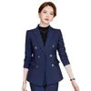 Women's Two Piece Pants Black Business Suit Women's Autumn And Winter Sense Interview Formal Wear Elegant Coat Work Clothes