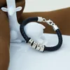 Link Bracelets PolishedPlus Customized Bracelet Titanium Steel Leather Braid Men's Name Beaded Personalized Birthday Gift