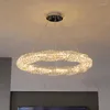 Подвесные лампы гостиная современное пульт дистанционного управления Dimmable Lights Luster K9 Хрустальные лампы роскошные круглые стальные светодиоды Luminarias