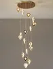 펜던트 램프 LED 고급 이중 계단 심장 모양 크리스탈 샹들리에 가벼운 럭셔리 빌라 픽 빈 회전식 로프트 램프