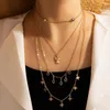 Cadeias Bohemian Clear Rhinestone Tassel Pingente Colar para mulheres Angel Eyes Multilayer Gold Color Alloy Metal Jewelry 9954