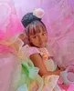 2023 rose perlé fleur fille robes robe de bal Tulle niveaux Tutu Lilttle enfants anniversaire Pageant robes de mariée ZJ5164