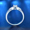 Cluster Rings With Solid 18KRGP White Gold 0.5ct Moissanite Wedding For Women Engagement Gift Fine JewelryCluster