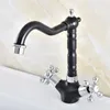 Banyo Lavabo muslukları Siyah Yağ Ovulmuş Bronz Gümüş Krom Pirinç Mutfak Gemisi Havzası Döner Spout Musluk Mixer Su Musluk ANF484