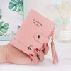 Plånböcker Tassel Ladies Wallet 2023 Korean Fashion Women's Buckle Card Case Student Multi-kort myntväska