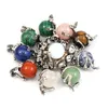 Charms 1pc Naturstein Anhänger Schädel/Skelett Opal/Amethyst/Epidot Ball Für DIY Halskette Frauen Männer Schmuck machen Zubehör