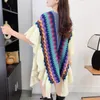 Xiaoxiangfeng Knitted Shawl Temperament Ruffle Edge New Cape Scarf Dual Use Long Shawl Overlay