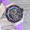 Men's watch Sandblasted titanium case Black ceramic color bezel Diameter 42 mm Sapphire crystal glass Purple rubber strap