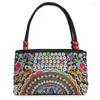 Taille Taschen Mode Stickerei Frauen Kleine Handtaschen National Floral Gestickte Dame Top-griff Einschichtige Perlen Träger